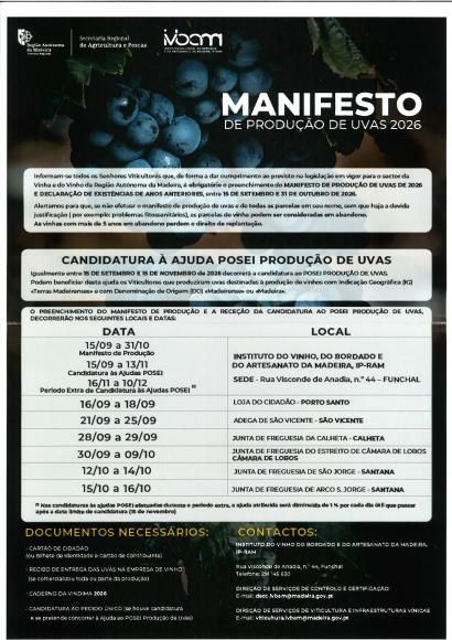 Candidatura &agrave; ajuda POSEI produ&ccedil;&atilde;o de uvas